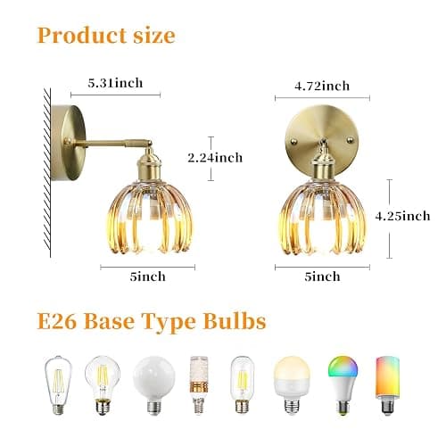 GEEZO Vintage Battery Operated Wall Sconce, with Rechargeable Battery Powered Wall Light with Remote Control for Bedside Bedroom thumbnail 8