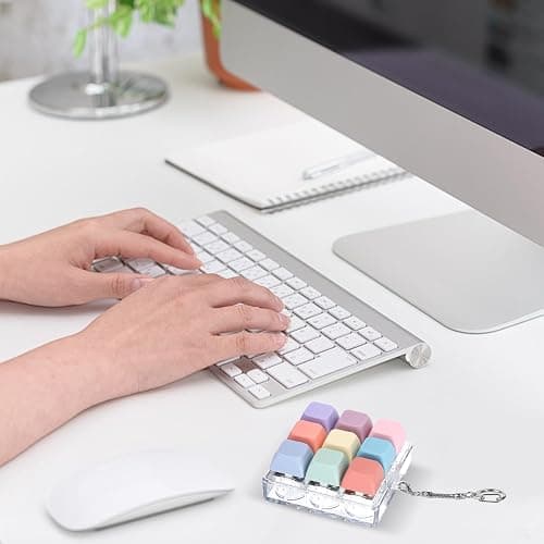 Keyboard Fidget Toy, Fidget Clicker Keychain Stress Relief Button Toy for Adults, Colorful Macaron Stress Relief Gifts for Stress Relief and Pass Time thumbnail 2