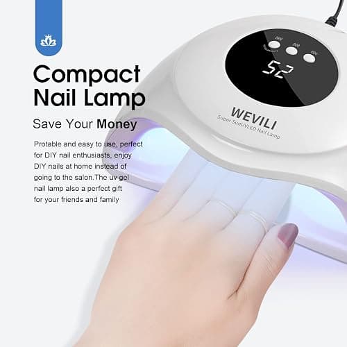 WEVILI 72W UV Nail Lamp, UV Light for Gel Nails with Smart Sensor, 3 Timer Settings & LCD Display, Portable Fast Curing Nail Dryer for Salon and Home Use (White) thumbnail 5