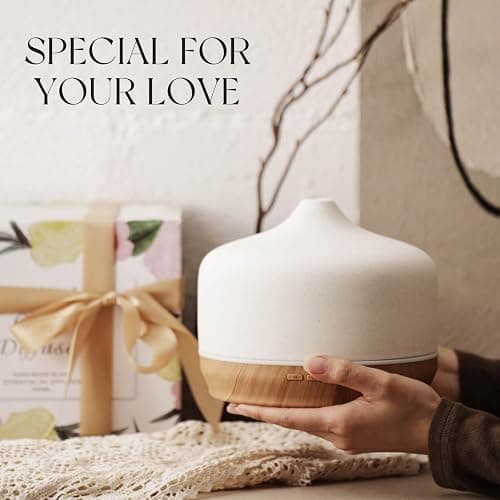 Porseme 500ml Essential Oil Diffuser Aromatherapy Ultrasonic Cool Mist Humidifier 15-21 Running Hours Waterless Auto-Off Air Diffusers for Sleeping Yoga Working Spa(White Ceramic) thumbnail 6