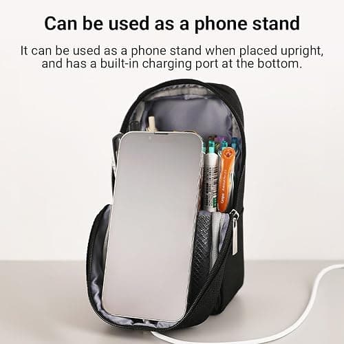 KOKUYO Pencil Case Pouch, Standing Pen Pouch Bag, Foldable Magnetic Stand up Phone Pencil Holder Organizer, Large Capacity Portable Pencil Box for Office, Home & College Use. (Mag Critz Neo - Black) thumbnail 5