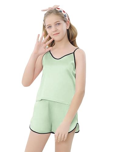 Girls & Women Silk Pajamas Set Satin Camisole Sleepwear 2 Piece Pjs, 3 Years - Women XXL thumbnail 3