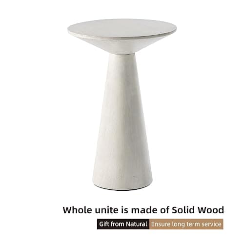 COZAYH Farmhouse Pedestal Small End Table Round Martini Table Wood Plant Stand Rustic Drink Table for Small Space Living Room, Bedroom, White thumbnail 3