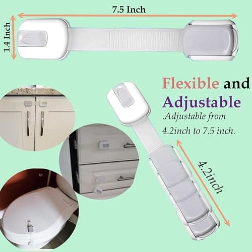 Child Proof Baby Safety Locks For Cabinet Locks Extra 3M Adhesive No Screws For Drawers Cupboard Doors (8Pack child safety cabinet locks) thumbnail 2