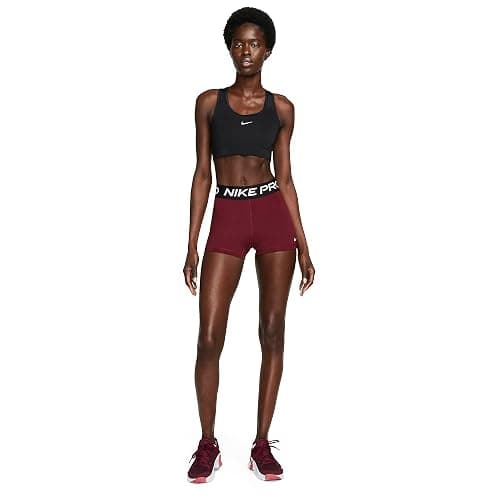 Nike Women's Pro 3in Training Shorts (US, Alpha, Small, Regular, Regular, Dark Beetroot/White/Black) thumbnail 6