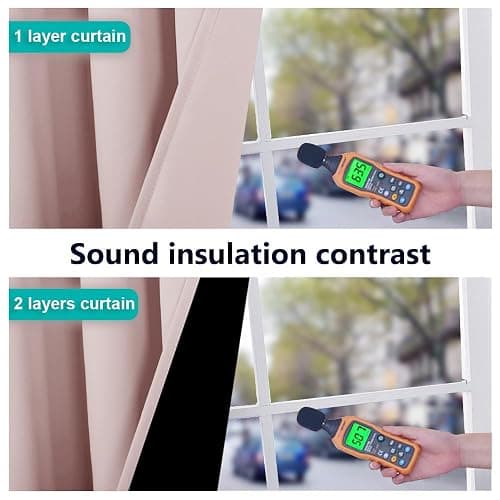 NICETOWN 100% Blackout Window Curtain Panels 84" Long, Blush Pink, 2 Pieces, 52 inches Wide Each Panel, Heat and Cold Blocking Drapes with Black Liner for Nursery, Thermal Insulated Draperies thumbnail 4