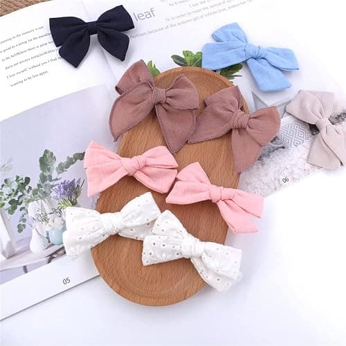 12 PCS Linen Bow Hair Clips for Baby Girls Hair Bows Alligator Clips Accessories Infants Toddler Kids Hairgrips (Assorted B) thumbnail 7