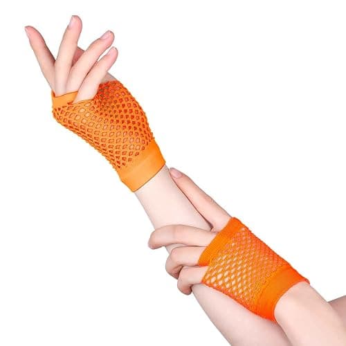 TecUnite 12 Pairs Neon Fingerless Fishnet Gloves and 100 Pieces Multicolor Silicone Jelly Bracelets 80s 90s Accessories for Women Retro Party Favors for Halloween Party Costume Cosplay thumbnail 4
