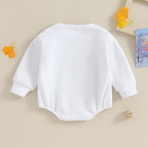 VISGOGO Newborn Infant Baby Boy Girls Oversized Romper Little Dude Sweater Onesie Coming Home Outfit Neutral Clothes - 0-3 Months - Hello World-white thumbnail 5