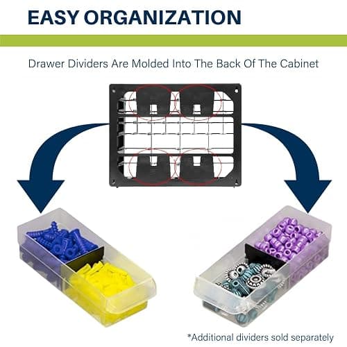 Akro-Mils 64-Drawer Plastic Storage Cabinet, 20-Inch W x 6-Inch D x 16-Inch H | Black | Model 10164 | Garage Organization thumbnail 6