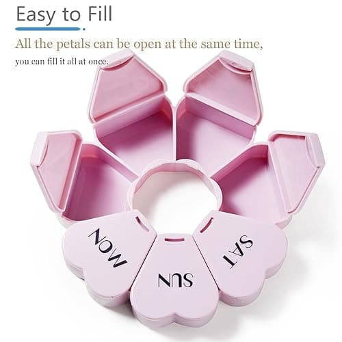 MOLN HYMY Cute Weekly Pill Box 7 Day, Heart Shaped Pill Case Organizer 1 time a Day, Purple Pink Pill Container Once Daily, Large Medicine Dispenser for Vitamin/Fish Oil/Medication/Supplements thumbnail 3