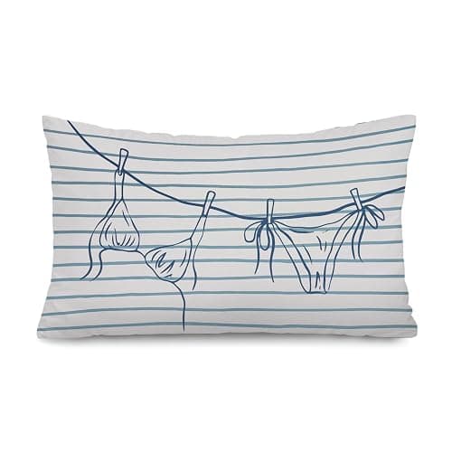 Lacama Coastal Throw Pillow Cover 12x20, Coastal Room Decor, Blue Dorm Decor, Preppy Bikini Prints Decorative Throw Pillow Covers Pillowcases for Couch Bed Girly Room Bedroom Dorm - Image 1