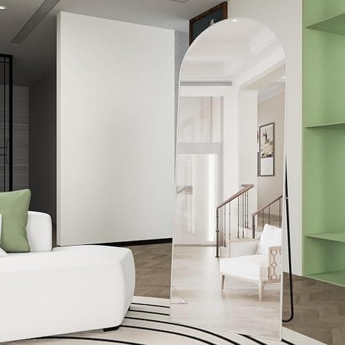 NEUWEABY Full Length Mirror 58"x18" Arch Floor Mirror with Stand Arched Mirror Full Body Mirror White Standing Hanging or Leaning Against Wall for Bedroom Entry, Bedroom, Living Room thumbnail 9