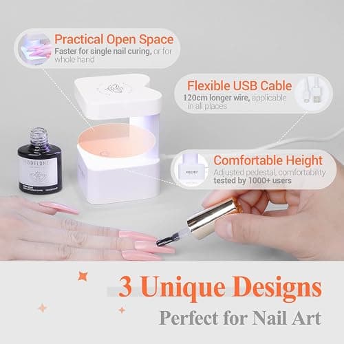 modelones Mini UV Light for Gel Nails Flash Curing 2 Timers Nail Stuff | White UV Light for Gel Nails Fast Extension System, Portable Manicure UV LED Light for Gel Nail Polish DIY Nail Art thumbnail 5