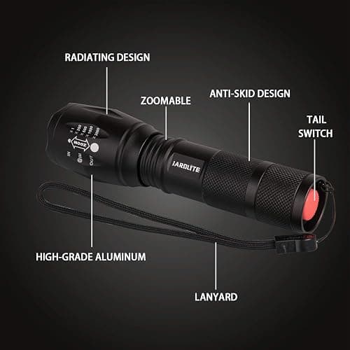 JARDLITE LED Emergency Handheld Flashlight, 4 Pack, Adjustable Focus, Water Resistant with 5 Modes, Best Tactical Torch for Hurricane, Camping, Dog Walking - 4pack L1000 thumbnail 2