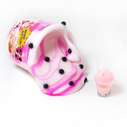 Tototang slime-pink bubble tea themed slime(7oz) - Thick and Glossy Textured Slime - Handmade Slime - ASMR Slime thumbnail 3