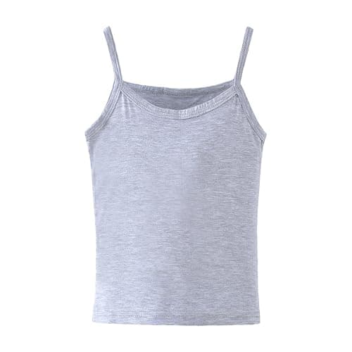 Teen Girls Summer Cotton Camisole Spaghetti Strap Stretchy Tank Tops Sleeveless Plain Basic Lightweight Breathable T-Shirt Outdoor Sports Solid Beach Clothes thumbnail 2