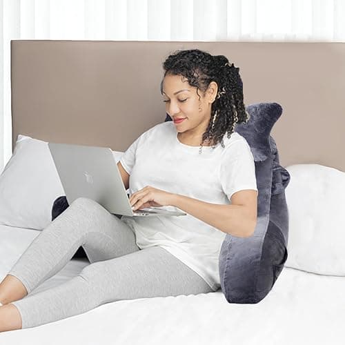 SLIGUY Reading Pillow for Sitting in Bed Couch Adult, Back Pillow with arm Support and Pockets, Adult Back Pillow Bed Chair for Bed Rest, Reading, Watching TV, Gaming for Boys and Girls Dark Grey thumbnail 2