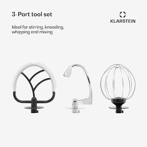 Klarstein Stand Mixer, 5L Food Mixer for Baking with Bowl, 1300W Cake Mixer w/Beater, Dough Hook, Whisk & Mixing Bowl, 6 Speed Planetary Rotation Kitchen Maker, Electric Mixer for Baking Bread Pastry thumbnail 7