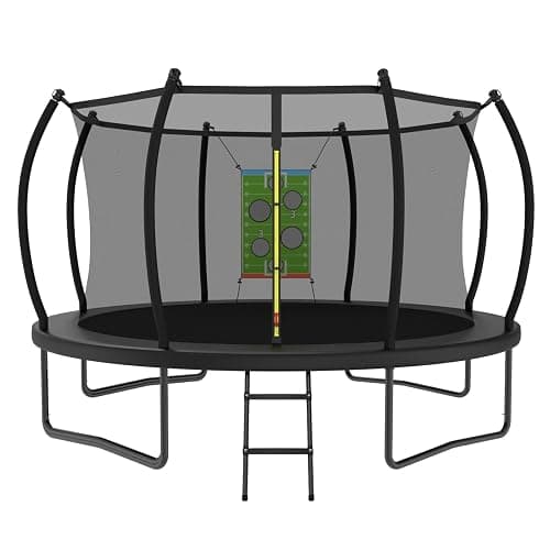 ACWARM HOME Trampoline Outdoor 14FT 12FT 10FT 8FT with Safety Enclosure Net, Recreational Trampoline for Kids and Adults, Anti-Rust, ASTM Approved, Black - Image 1