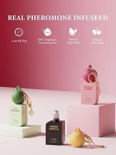 PUREU Creamy Vanilla Sandalwood Pheromone Perfume Oil for Women, Long Lasting Extrait de Parfum Roll On with Clip-on Keychain, Alcohol-Free Sweet Gourmand Travel Size for Date & On-the-Go, 0.34 Fl OZ thumbnail 5