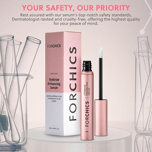 ForChics Eyebrow Growth Serum - Natural Brow Enhancer for Fuller, Thicker Brows in 2 Weeks - Vegan, Hormone-Free with Peptides and Biotin - No Prostaglandins - 3ml thumbnail 5