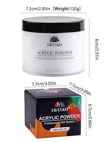 EBANKU Acrylic Powder Professional White Acrylic Nail Powder Long Lasting for 3D Fingernail Carving & Nail Extensions, Milk White Acrylic Powder, No Nail Lamp Needed, 120g/4.23oz Big Capacity thumbnail 5