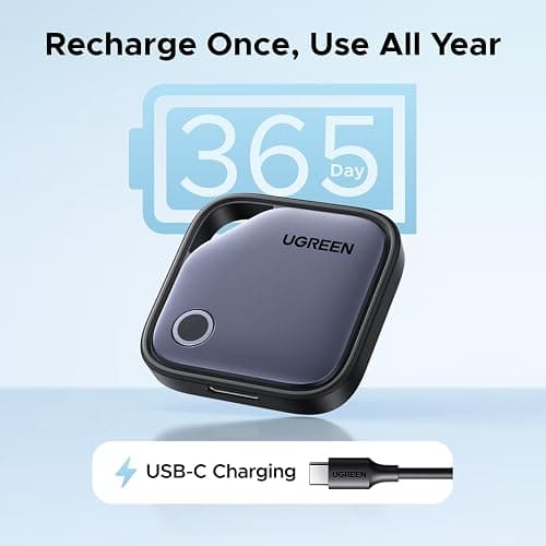 UGREEN FineTrack Duo (iOS or Android) Tracker Tags 4 Pack, USB-C Rechargeable Bluetooth Tracker Compatible with Apple Find My or Find Hub App, Item Finder Smart Tag for Key Wallet Backpack and Luggage thumbnail 3