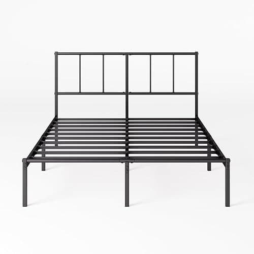 Zinus Justin Double Bed Frame with Headboard - 4ft6 (135 x 190 cm) - 14'' Height - Metal Bed Base with Steel Slat Support - Storage Space Underneath - Modern Design - Easy Assembly - Black thumbnail 8