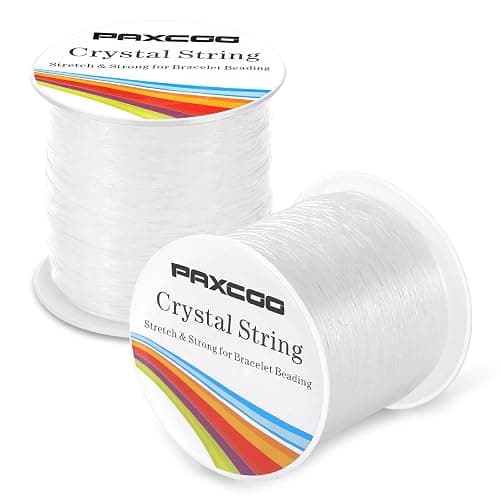 Bracelet String, Paxcoo 2 Rolls Elastic Stretchy Bead String Cord for Clay Beads Kandi Pony Beads Bracelets Jewelry Making (0.8 MM, Crystal) - Image 1