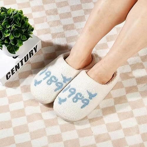 V OPXIN Cartoon Slippers for Womens Mens Cute Cozy Plush Warm Slip-on House Shoes for Indoor and Outdoor Meet Me at Midnight Strawberry Mushroom Evil Eyes Love Heart Slippers thumbnail 2