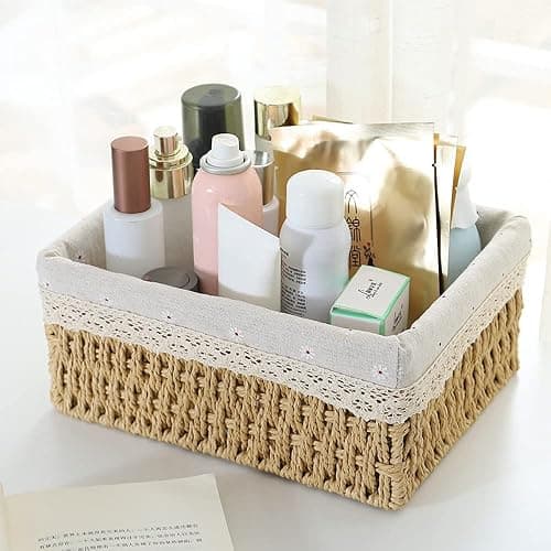 Wicker Bathroom Storage Baskets, Set of 3 Decorative Boxes and Organizers, Multi-Purpose Storage Basket thumbnail 2