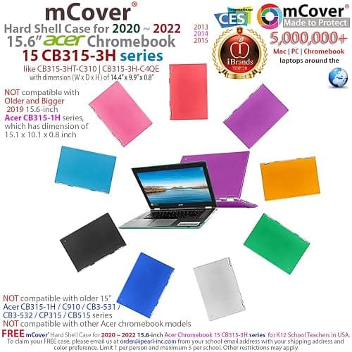 mCover Case Compatible for 2020~2022 15.6" Acer Chromebook 15 CB315-3H Series Notebook Computer ONLY (NOT Fitting Other Acer Models) - Clear thumbnail 2