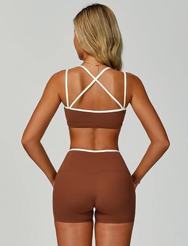 QBGJTD Two Piece Workout Sets For Women Sports Bra Matching High Waist Scrunch Butt Shorts Gym Yoga Athletic Clothes thumbnail 3