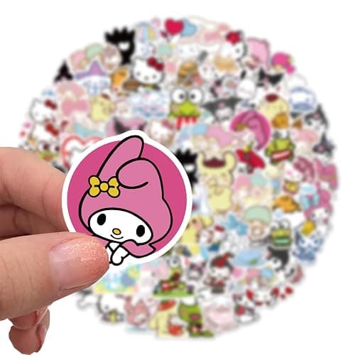 100pcs Sanrio Cartoon Stickers for Kids, Cute Hellokitty Kuromi Mymelody Stickers for Teen Girl Adult Water Bottle, Skateboard, Phone, Laptop, Bicycle, Travel Case, Guitar, Helmet thumbnail 5