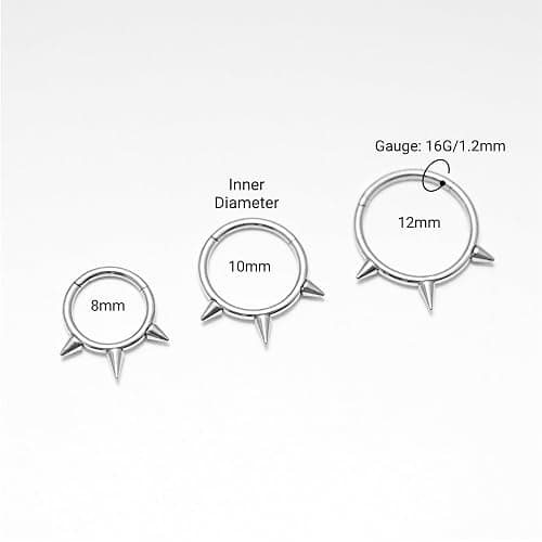 TRBR 16G 2PCs Spike Clicker Snake Bite Jewelry, Septum Ring, Hoop Lip Rings Snake Bites, Labret Jewelry for Lip Piercing, Cartilage Hoop Earrings, 8mm 10mm 12mm thumbnail 8