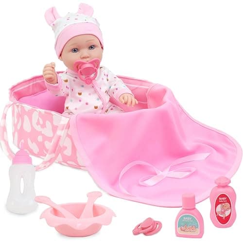 ZITA ELEMENT 12″ Baby Doll Sleeping Basket Set in Gift Box - 13 Piece Soft Baby Doll with Accessories, for Girls Ages 3+ thumbnail 4