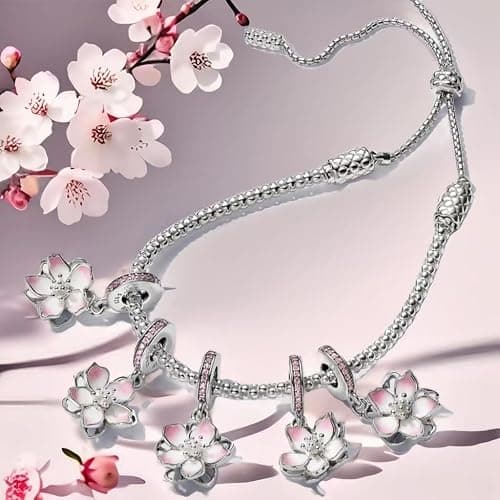 Feitery Compatible with Charms Pandora Kirschblüten Bead Charms für Damen thumbnail 6