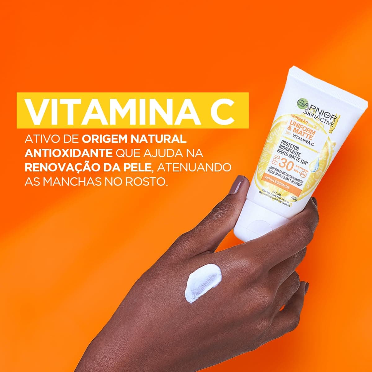Garnier Uniform & Matte Protetor Solar Facial FPS 30, Sem Cor, 40g | Vitamina C, AHA de Limão e Silicair, Controle de Oleosidade, Efeito Matte 12h, Reduz Marcas, Fórmula Vegana thumbnail 5