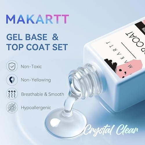 Makartt No Wipe Base and Top Coat Kit 2pcs 10ml Soak Off Nail Gel Base Top Coat Polish Manicure Pedicure Set thumbnail 5