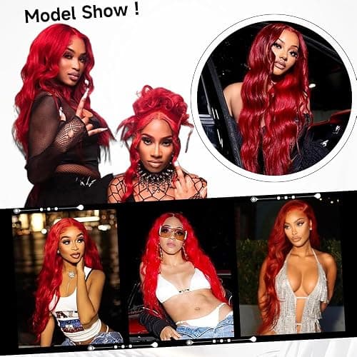 mululi 30 Inch Red Wig Human Hair Pre Plucked Red Lace Front Wigs Human Hair 200% Density 13x4 Colored Wigs for Women Body Wave Red Lace Front Wig thumbnail 2