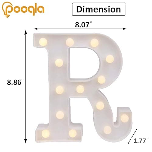 Pooqla LED Marquee Letter Lights Sign, Light Up Alphabet Letter for Home Party Wedding Decoration R thumbnail 2