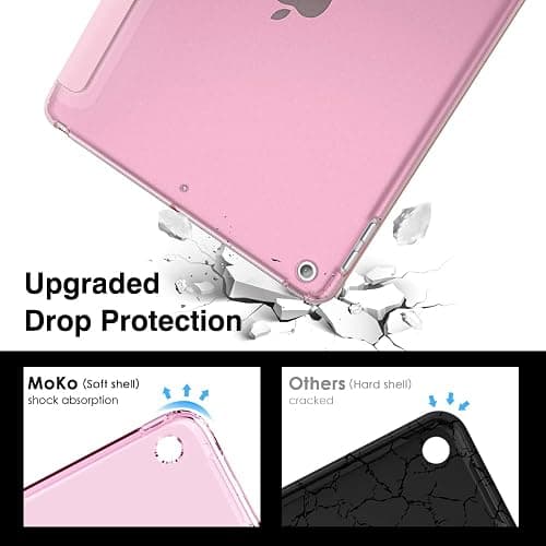 MoKo Case for iPad 10.2 iPad 9th Generation 2021/ iPad 8th Generation 2020/ iPad 7th Gen 2019, Soft Frosted Back Cover Slim Shell Case with Stand for iPad 10.2 inch,Auto Wake/Sleep, Flowers Pink thumbnail 3