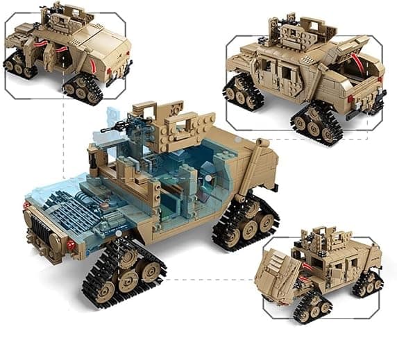 Feleph M1A2 Tank Set Military Model Kit 1:28 Scale WW2 Army Custom Vehicles Set, 2-in-1 Tank Hummer Building Bricks Toys for Model Lovers (1463 Pieces) thumbnail 7