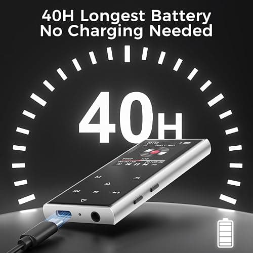 128GB MP3 Player with Bluetooth 5.3, AGXOV Music Player with Built-in HD Speaker, FM Radio, Voice Recorder, HiFi Sound, E-Book, Earphones Included (D50) (Black) thumbnail 4