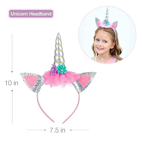 Unicorn Princess Dress Up Clothes for Little Girls – Costume, Jewelry and Headband thumbnail 6