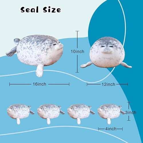 TOYSYM Chubby Blob Seal Pillow Cute Seal Plush with 4 Baby Plushies in Her Tummy, Soft Cotton Stuffed Animals Toy Gifts for Kids thumbnail 2