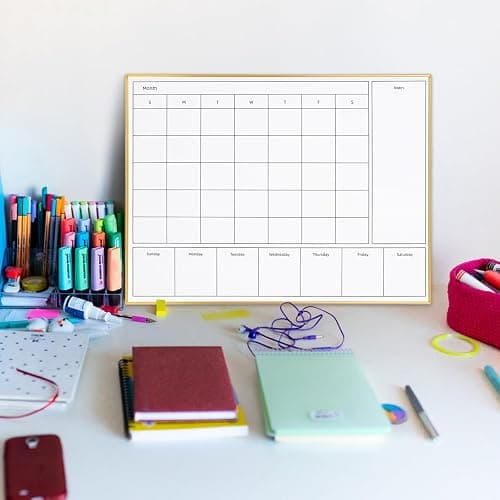 Aitakatta 3-in-1 Dry Erase Calendar for Wall with Gold Aluminum Frame, Magnetic Monthly & Weekly Calendar Whiteboard, Dry Erase Board for Wall, Hanging White Board for Decor/Memo(YL+ZL-Gold,4333) thumbnail 6