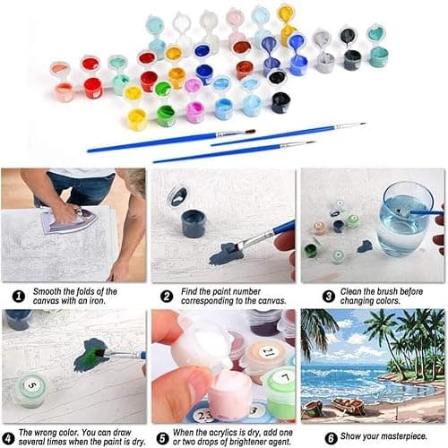 Black Cat Paint by Number Kits for Adults, Cat Sit on Toilet Adult's Painting by Numbers on Canvas, DIY Flowers Acrylic Watercolor Oil Colorful Art Crafts for Adults 16 * 20in thumbnail 8
