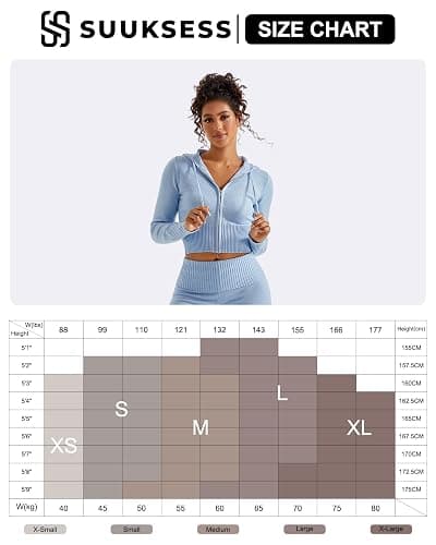SUUKSESS Women 2 Piece Knit Sets Cropped Zip Up Hoodie Foldover Flare Leg Pants thumbnail 7